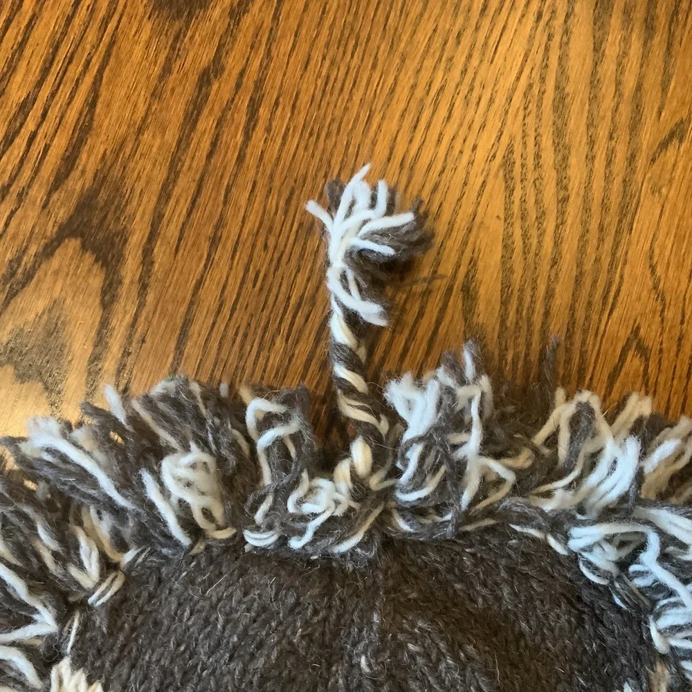 Knit Wool Peruvian Style Earflap Hat With Mohawk‎ Fringe Handmade In Nepal